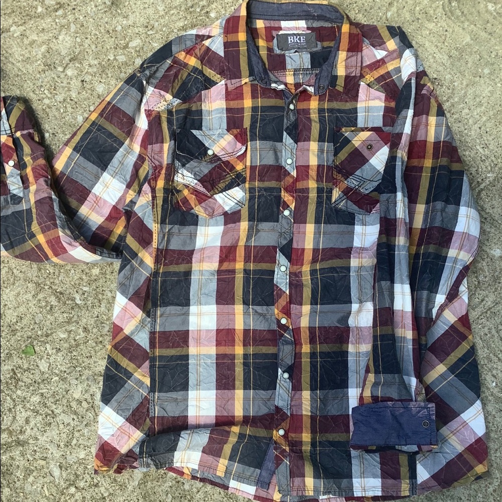 XXL BKE Checkered Pearl Snap, Athletic Fit